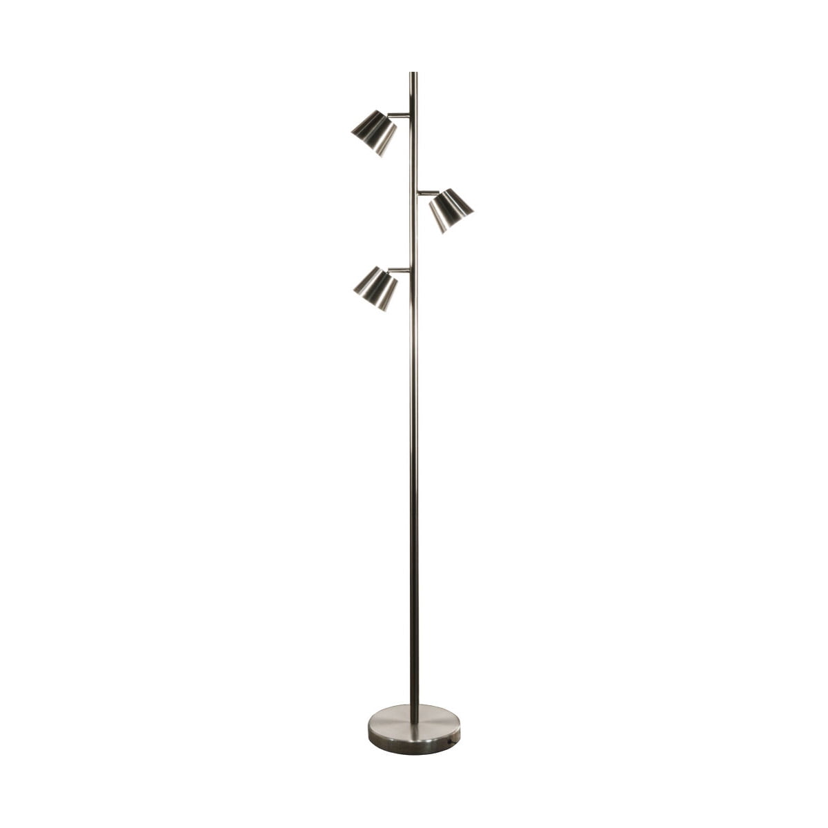 Floor Lamps 3 Light Bulb Fixture With Satin Chrome Finish Steel Material 9" 15 Watts