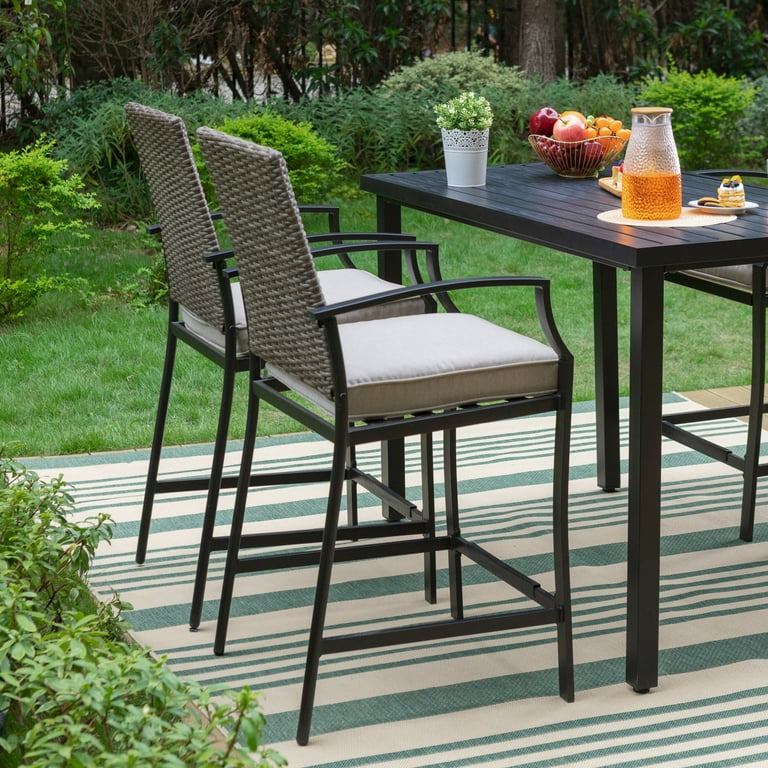 Phi Villa Bar Height Patio Set With Umbrella Patio Furniture Bar