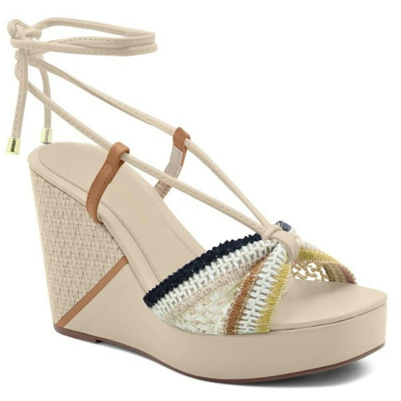 Tan Tie-Up Platform Wedge