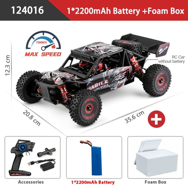 WLtoys-coche teledirigido eléctrico de alta velocidad, vehículo de carreras profesional de 60 KM/H con batería 3S, 4WD, sin escobillas, juguetes de Control remoto, 124008