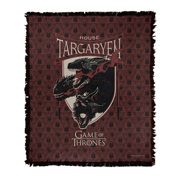 Game of Thrones Blanket, 50'x60' House Targaryen Woven Tapestry Cotton Blend Fringed Throw