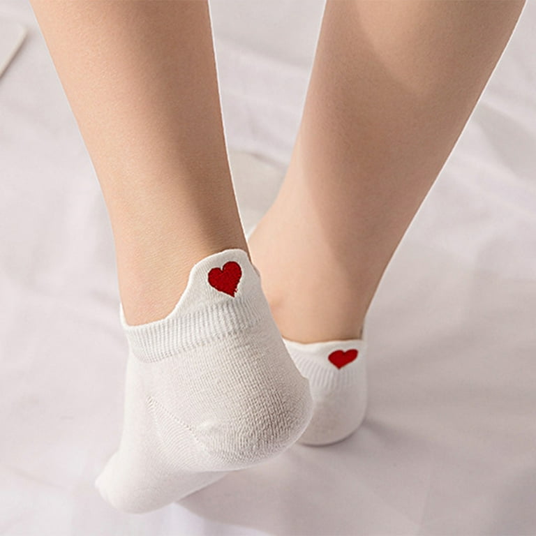 Heart Expression Embroidery Women Low Cut Breathable Cotton Ankle Boat Socks  