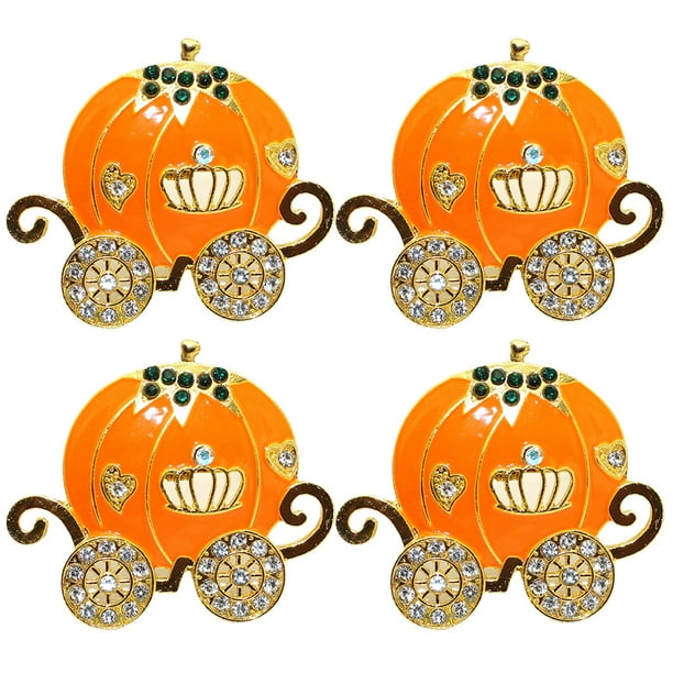 4 Uds. Anillo de servilleta de carro de calabaza de Halloween, servilleteros bonitos, servilletero de Metal para fiesta de Acción de Gracias