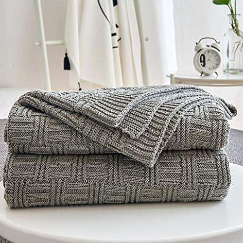 Cotton Cable Gray Knit Throw Blanket For Couch Chairs Bed Beach Home Decorative Grey 50 X 60 Inch Gift A Washing Bag Cotton Cable Gray Knit Throw Blanket For Couch Chairs Bed Beach Home Decorative Grey 50 X 60 Inch Gift A Washing Bag