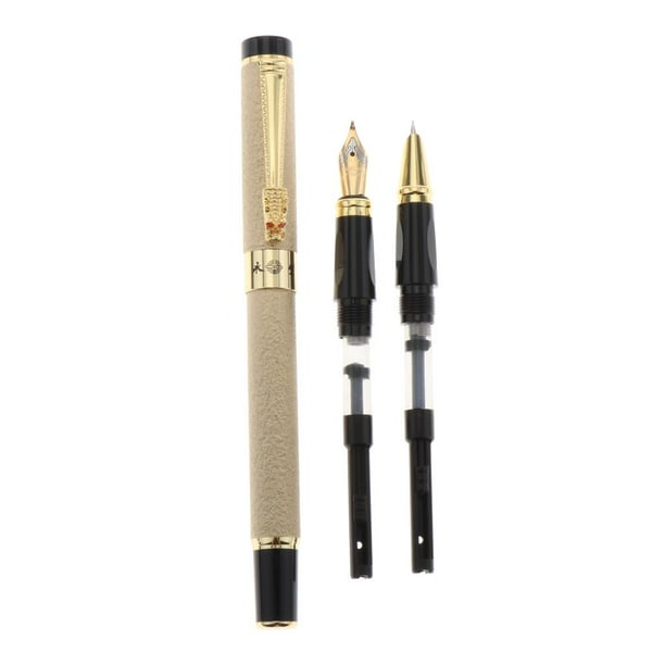 Pluma estilográfica de lujo de 3 uds., juego de regalo de plumas estilográficas, escritura suave y elegante, caligrafía, convertidor de recarga de tin dorado