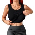 thumbnail image 2 of Stralyhd Built In Bra Tank Tops for Women Stretch Spandex Summer Tank Going Out Sleeveless Camisole Slim Fit Casual Outfits Black S, 2 of 5