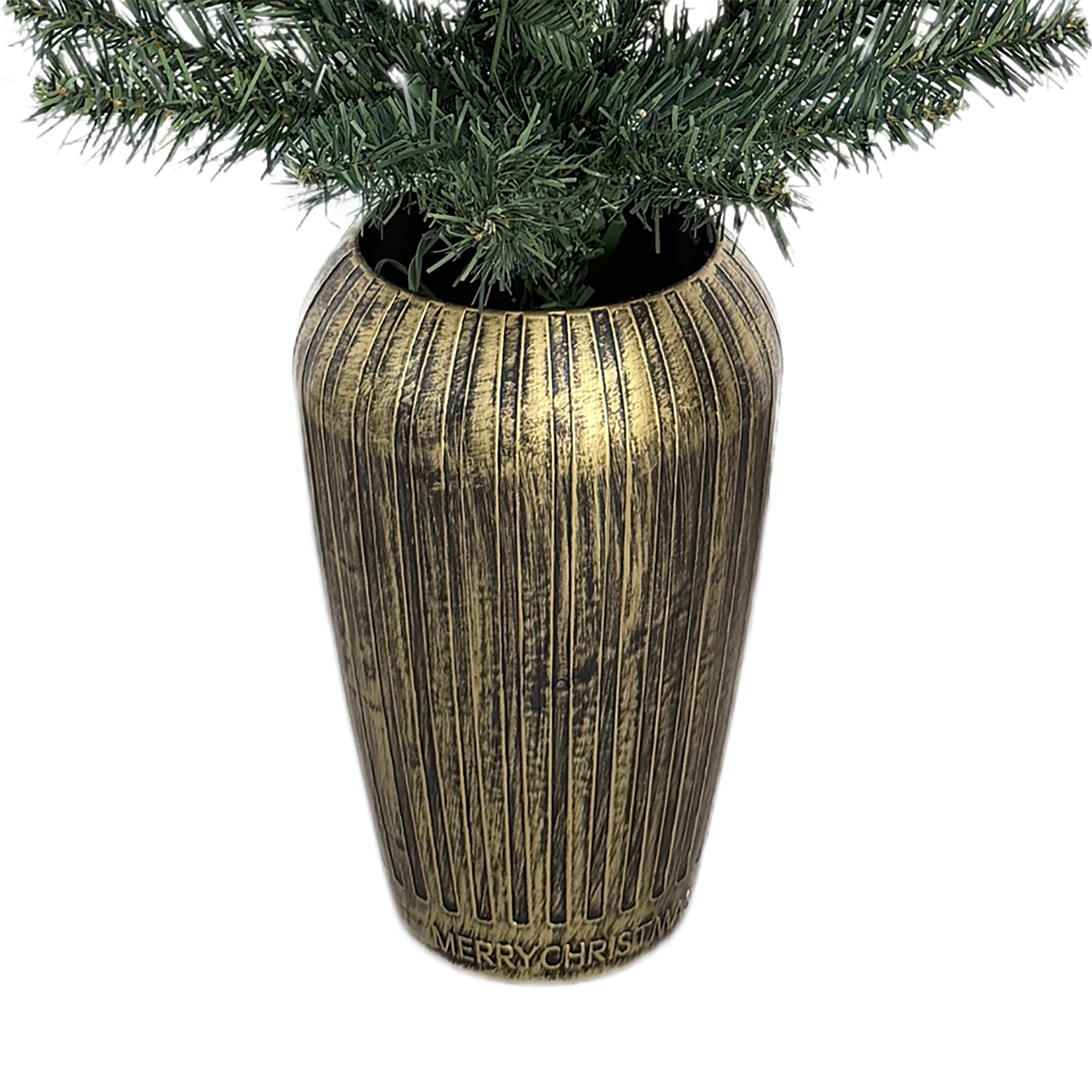 3.5' Pre-Lit Green Artificial Porch Christmas Trees with 35 Warm White LED Lights, 2 Count, by Holiday Time