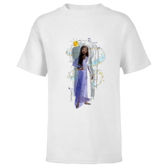 Disney Wish Asha and Star Watercolor Archway - Short Sleeve T-Shirt for Kids - Customized-White