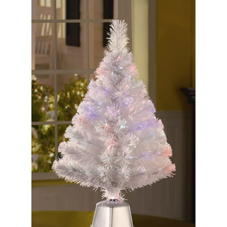 Holiday Time Pre-Lit 2.5' Fiber Optic White Artificial Christmas Holiday Time Pre-Lit 2.5' Fiber Optic White Artificial Christmas Tree, Clear Lights - Holiday Time Pre-Lit 2.5' Fiber Optic White Artificial Christmas