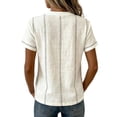 thumbnail image 2 of QASIEATN Women's Stripe Button V Neck Fashion Casual T Shirt Short Sleeve Regular Fit Spring Summer Daily Top Fall Fashion Outfits, 2 of 6