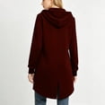 thumbnail image 5 of Zylanna Women's Long Full Zip Hoodie Sweatshirts, Adjustable Drawstring Soft & Stretchy Oversized with Pockets Casual Winter Coat Jacket Cardigan for Outerwear Wine, 5 of 9