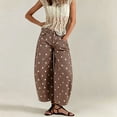 thumbnail image 3 of Evdexr Jeans for Women Polka Dot Barrel Cropped Mid Waist Bottoms Wide Leg Denim Baggy Comfy Slacks Comfortable Stylish Trousers with Pockets Brown M, 3 of 7