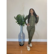 "She's A Track Star" Jogger Set (Olive Green)