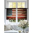 thumbnail image 4 of Vintage American Flag Sheer Curtains 45 Inch Length 2 Panels Set Window Treatments, Country Stars Stripes Wood US Flag Rod Pocket Semi Curtains for Living Room/Bedroom/Kitchen Décor, 104"W x 45"L, 4 of 7