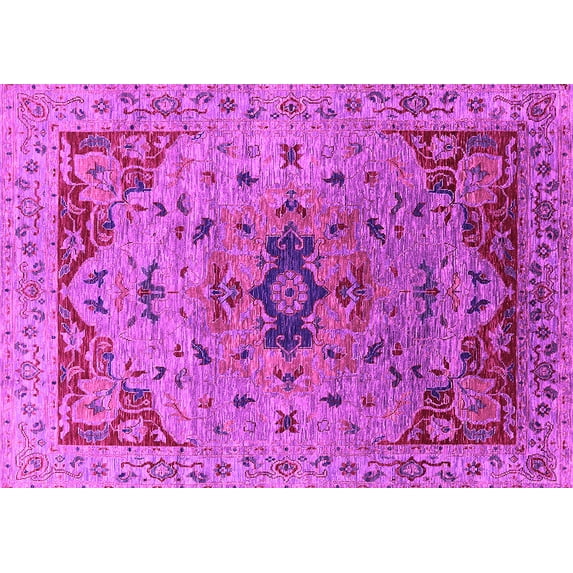 Ahgly Company Indoor Rectangle Oriental Pink Industrial Area Rugs, 7' x 10'