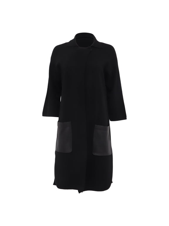Pre-Owned Max Mara Studio Single-Breasted Coat with Pockets in Black Silk