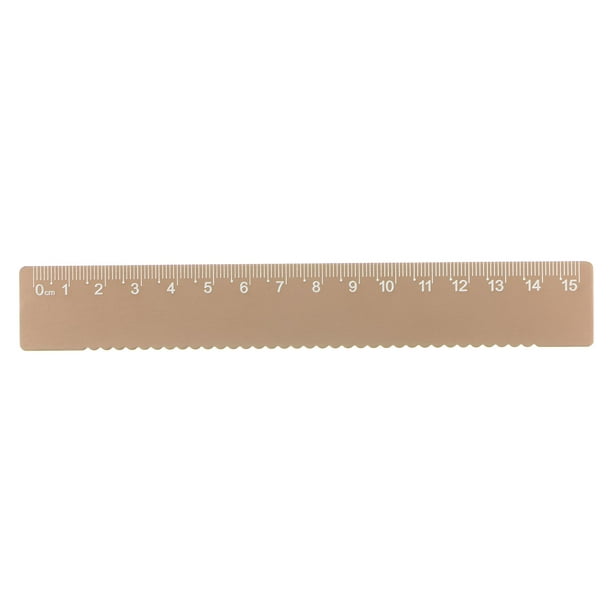 Recta Regla 15cm Métrica Aluminio Aleación Regla Onda Borde Medición Herramienta para Niños Estudio Aula Oficina, Madera Marrón
