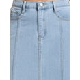 thumbnail image 6 of INSPIRE CHIC Women's Jean Skirts High Waist A Line Elastic Back Waist Casual Knee Length Denim Skirt L Pale Blue, 6 of 7