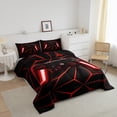 thumbnail image 2 of King Size Gamer Bedding Set Youth Game Controller Comforter 3pcs Gaming Gifts Bedding for All Season, Red Black, 2 of 5