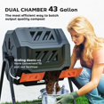 thumbnail image 4 of Outsunny Outdoor Dual Chamber 360° Rotating Composter 43 Gallon Orange, 4 of 10