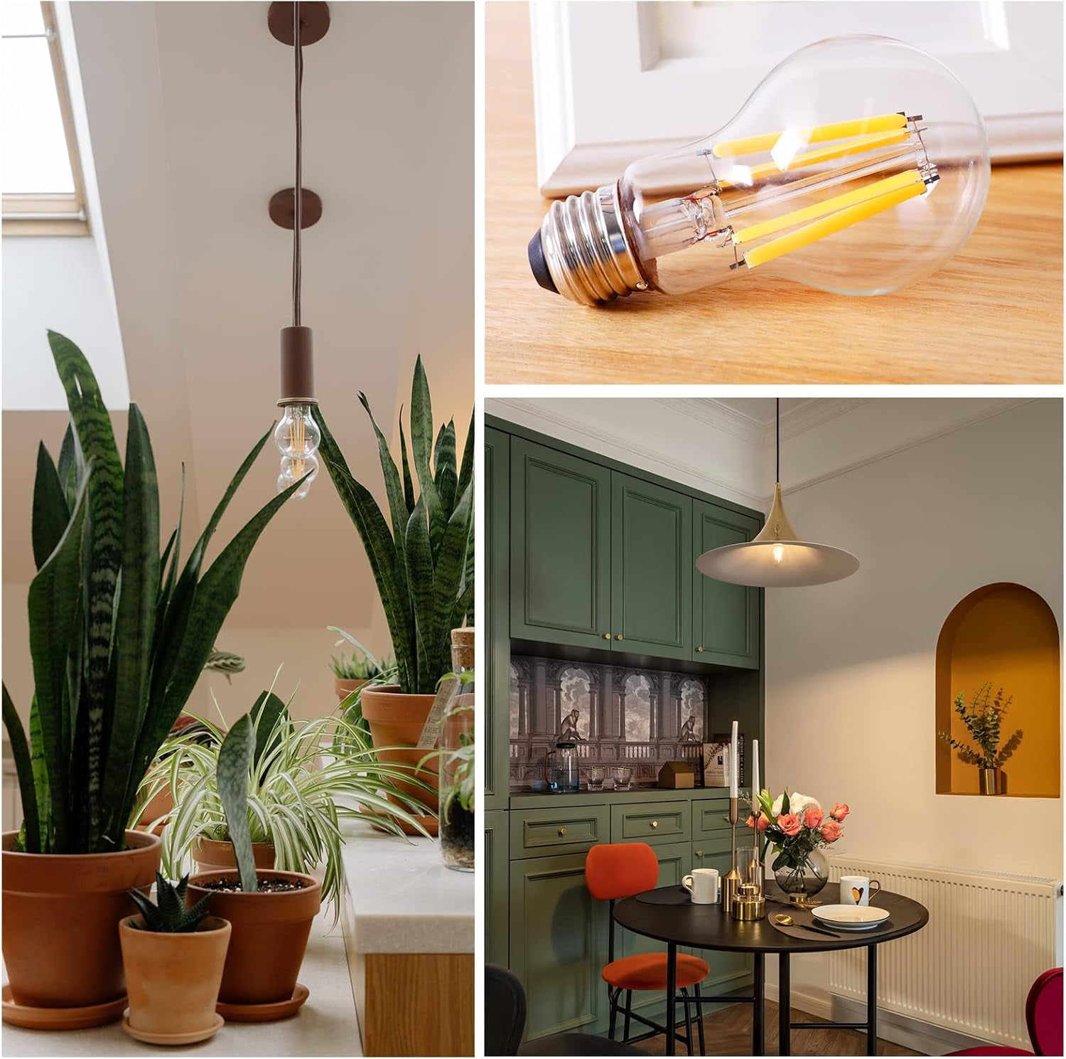 ENERGETIC A19 LED Edison Light Bulb 100W Equivalent, E26 Base, Dimmable, 1600lm, 2700K Soft White, 6Pack