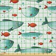 thumbnail image 2 of Ambesonne Fish Fabric by the Yard Microfiber, Subaquatic Animal Pattern, 10 Yards, Orange and Pale Blue, 2 of 2