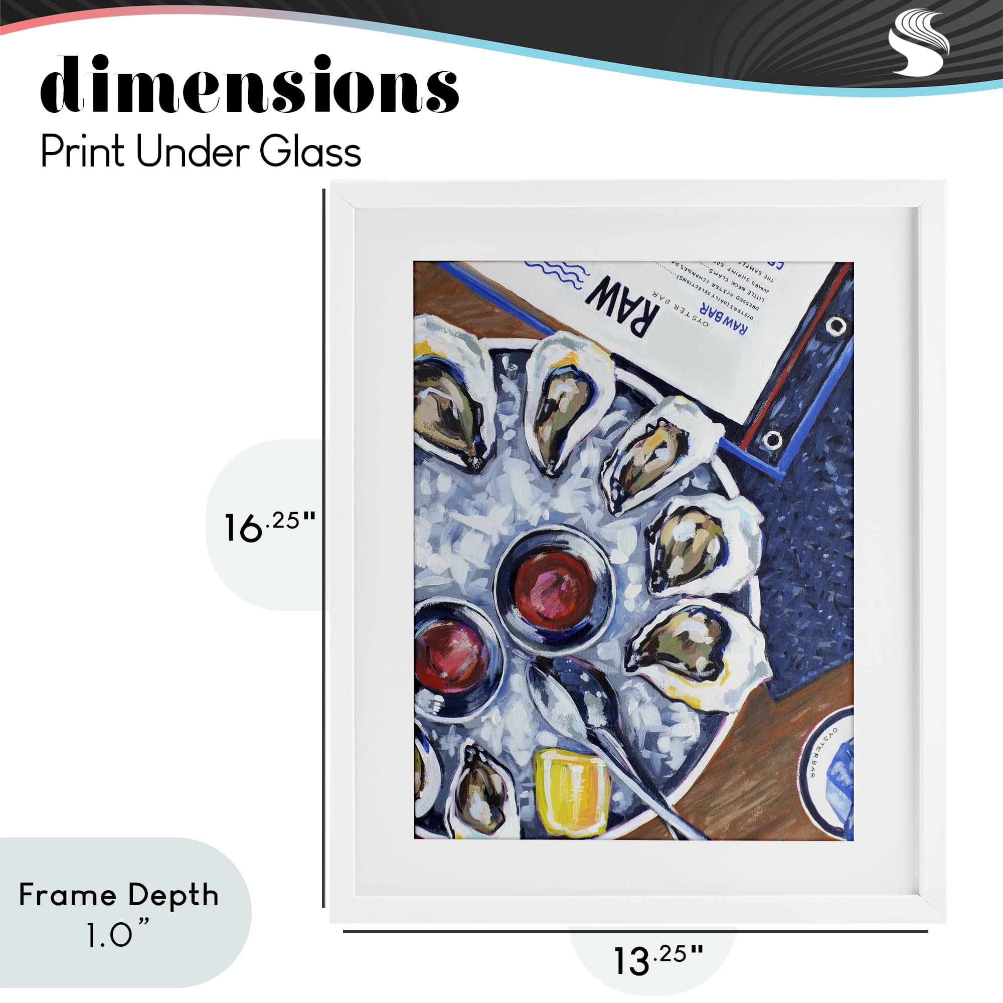 Stupell Industries Oysters on Ice White Framed Print Under Glass, design by Rachel Nerney