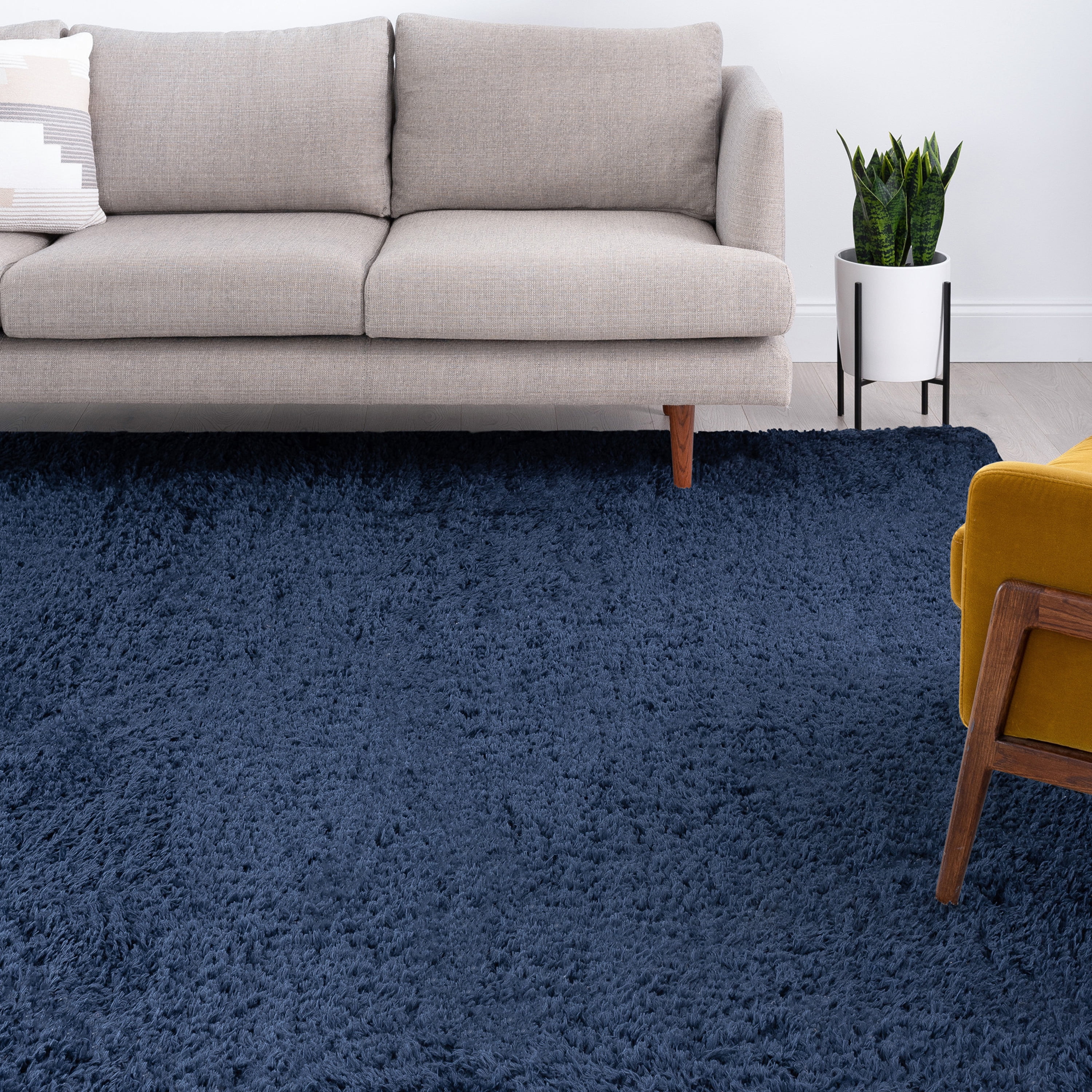 Bliss Rug Solid Plush Indoor Shag Rug for Living Room, Bedroom, Kids Room |Navy, 5' x 8' (5'3''x7'3'')
