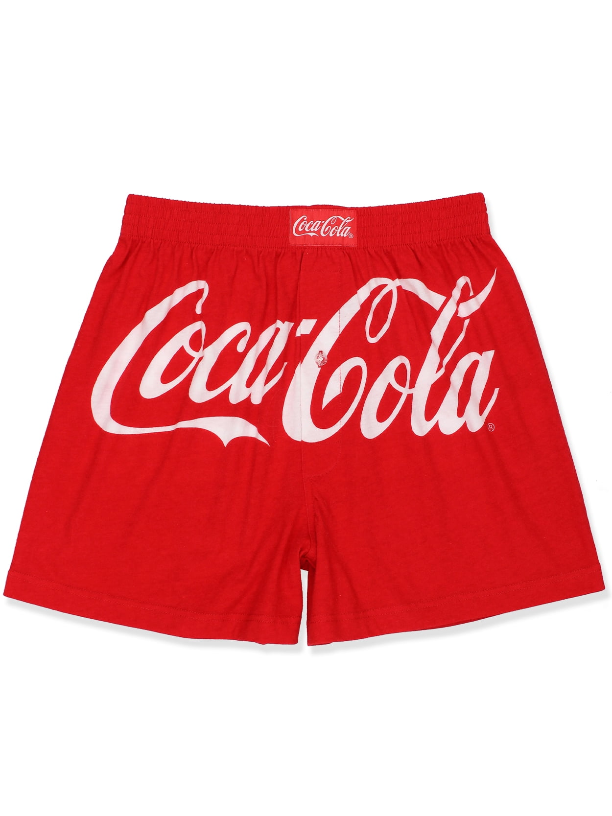 Coca-Cola Mens Novelty Button Fly Cotton Boxer Lounge Shorts 