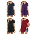 thumbnail image 3 of Sonducket Amart - Camiseta de mujer de manga corta con cuello en V y blusa holgada plisada Prendas para la parte del cuerpo Violeta S, 3 of 5