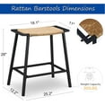 thumbnail image 3 of OUllUO 26 Inch Black Wicker Bar Stools Set of 2, Backless Rattan Saddle Barstools with Metal Base, Counter Height Bar Stool for Kitchen Island, Pub, Bistro, Restaurant, 919BK-2Pc, 3 of 9