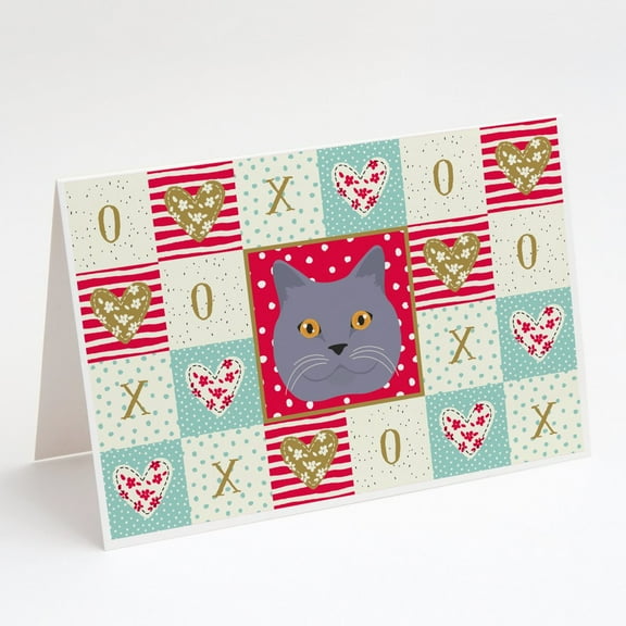 British Shorthair Cat Love Greeting Cards and Envelopes Pack of 8