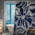 thumbnail image 4 of Abstract Matisse Shower Curtain, Modern Art Flower Navy Blue Shower Curtains Set Black White Geometric Aesthetic Minimalist Simple Boho Men Bath Curtain Boys Bathroom Decor 72"W x 72"L (Pack of 1), 4 of 6