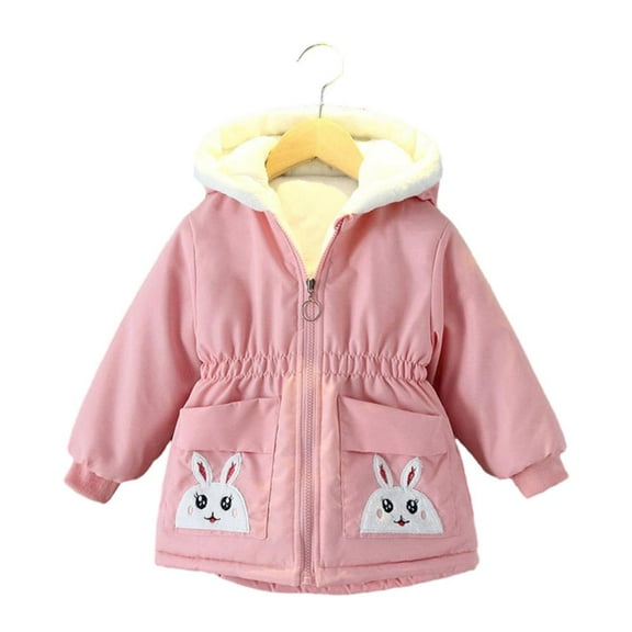 Winter Saving Clearance! VERUGU Girls Winter Coats Children Kid Soft Warm Comfortable Cute Print Casual Long Sleeve Padded Jacket with Hood Pink 90