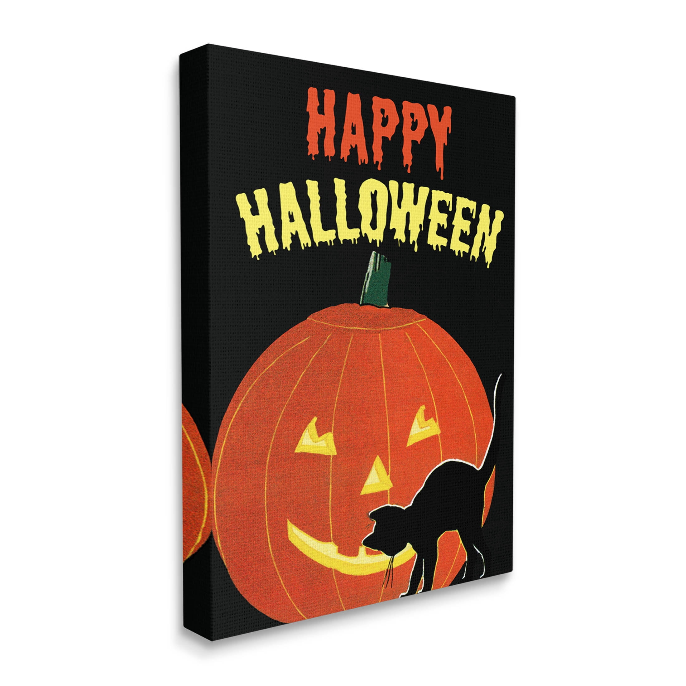 Stupell Industries Happy Halloween Haunted Jack-o-Lantern Graphic Art Gallery Wrapped Canvas Print Wall Art, Design by The Saturday Evening Post