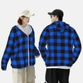 thumbnail image 4 of Kdxio Buffalo Plaid Blue Black Print Women Men Sun Protection UPF 50+ Jackets Zip Up Long Sleeve Hoodie Hiking Lightweight with Pockets, 4 of 7