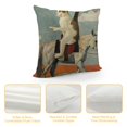 thumbnail image 4 of Qinduosi Throw Pillow Cover The Cat Riding a Horse is in The Desert Among Cacti Decorative Pillowcase Square Throw Pillow Case Home Couch Decor Cushion Cover White, 4 of 5