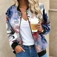 thumbnail image 2 of Womens Bomber Jacket 2025 Long Sleeve Zip Up Floral Outerwear Lightweight Loose Casual Fall Cardigan Coats With Pockets, 2 of 4