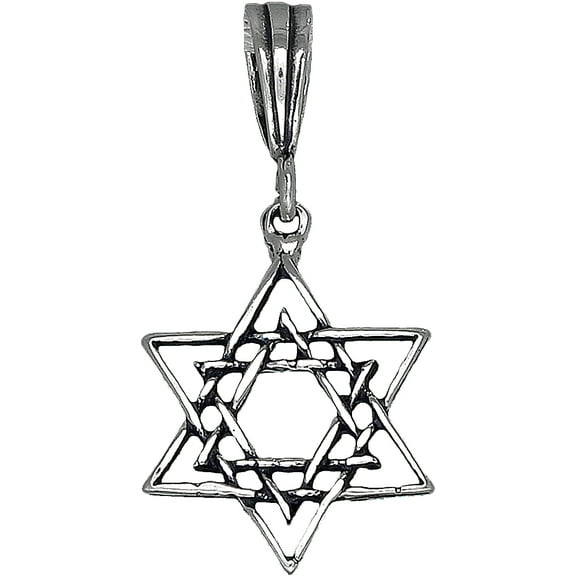 Sterling Silver Star of David Pendant Necklace with 18 Inch Rolo Chain