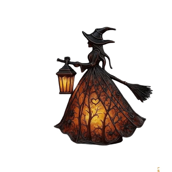 Halloween Witch Resin Statuette Lamp, Gothic Witch Decor, Standing Night Light for Home,Porch,Tabletop,Party Decoration 1pcs