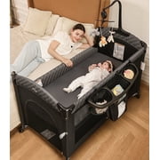 Babyeap 5-in-1 Baby Bassinet with Playard Mode & Changing Table,Bedside Sleeper for Newborns and Infants,Black