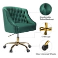 thumbnail image 2 of Swivel Office Task Chair Swivel Rolling Computer Velvet Fabric Gold Legs Makeup Vanity Chairs Adult Office Green, 2 of 9