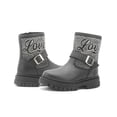 thumbnail image 3 of Botas Ninos Para Niña Pedrería Love Ajuste Hebilla Chunky negro 19, 3 of 6
