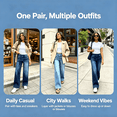 thumbnail image 2 of QIUOMBBP Wide Leg Jeans Woman Stretchy High Waisted Pull On Jean Pants Baggy Straight Leg Casual Denim Trousers with Pockets Dark Blue M, 2 of 11