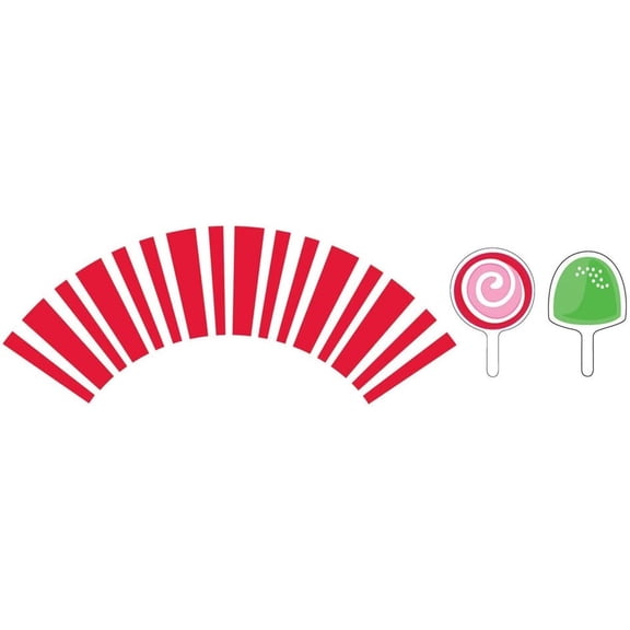 Candy Cane Holiday Cupcake Wrappers with Picks - 12/Pack (090142)