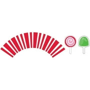 Candy Cane Holiday Cupcake Wrappers with Picks - 12/Pack (090142)