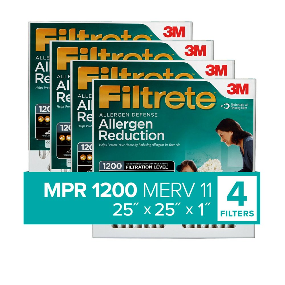 Filtrete 25x25x1, Allergen Reduction HVAC Furnace Air Filter, 1200 MPR