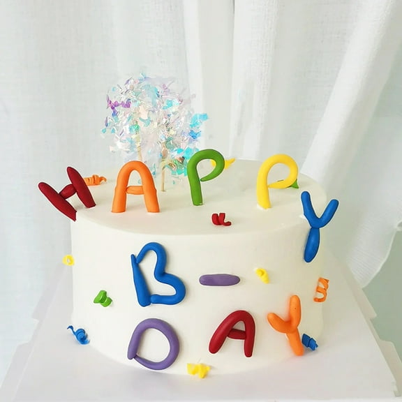 Dserhfy 10Pcs/Set Colorful Birthday Happy Letter Decor Soft Rubber Cake Decoration Candy Color Cake Topper Children Party Supplies