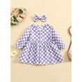 thumbnail image 2 of Bagilaanoe Toddler Baby Girl Plaid Dress Long Sleeve A-line Button-Down Dresses + Hairpin 6M 12M 18M 24M 3T 4T Casual Swing Tunic Tops, 2 of 9