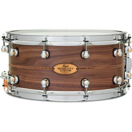 Pearl Music City Custom Solid Shell Snare Walnut with Kingwood Center Inlay 14 x 6.5 in.